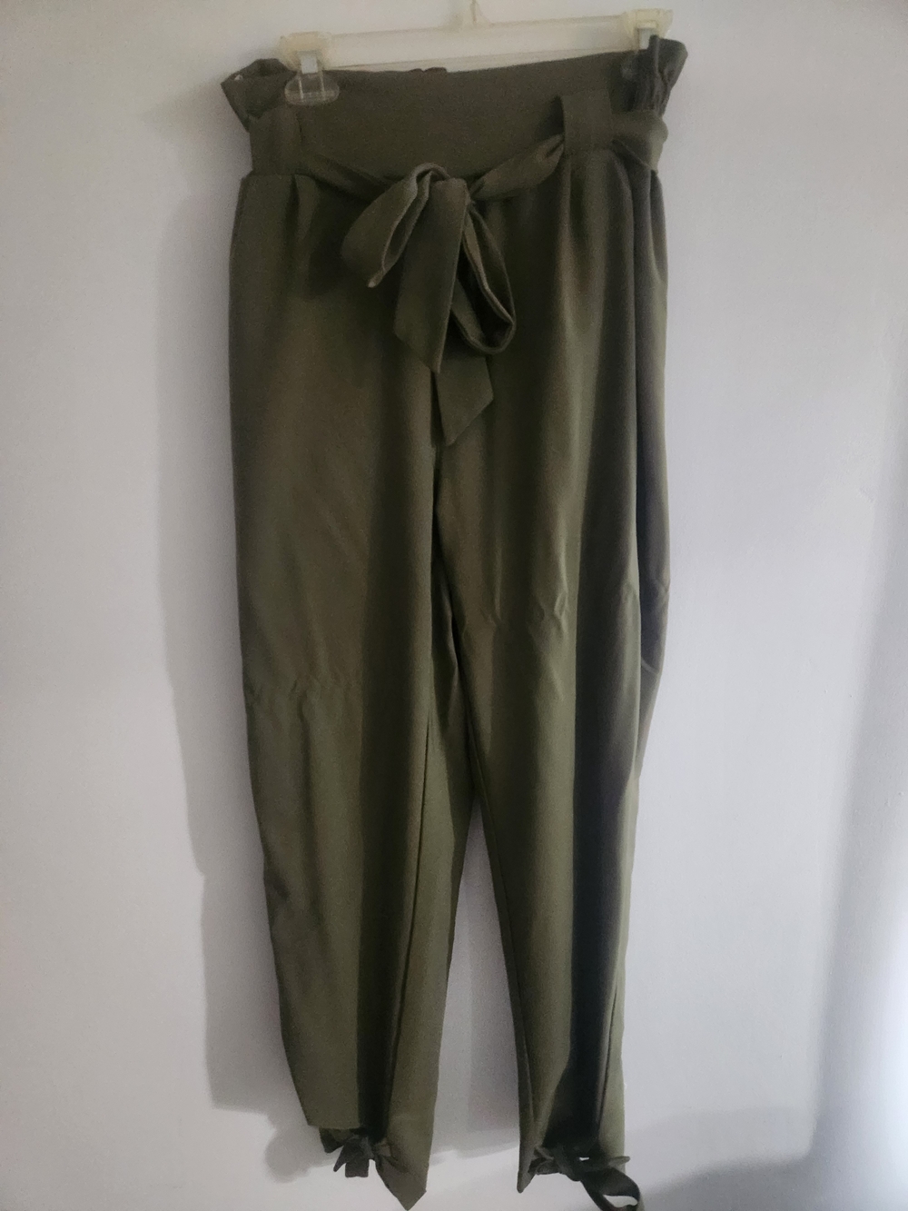 Grace Karin Olive Green Paperbag Tie-Waist Trousers